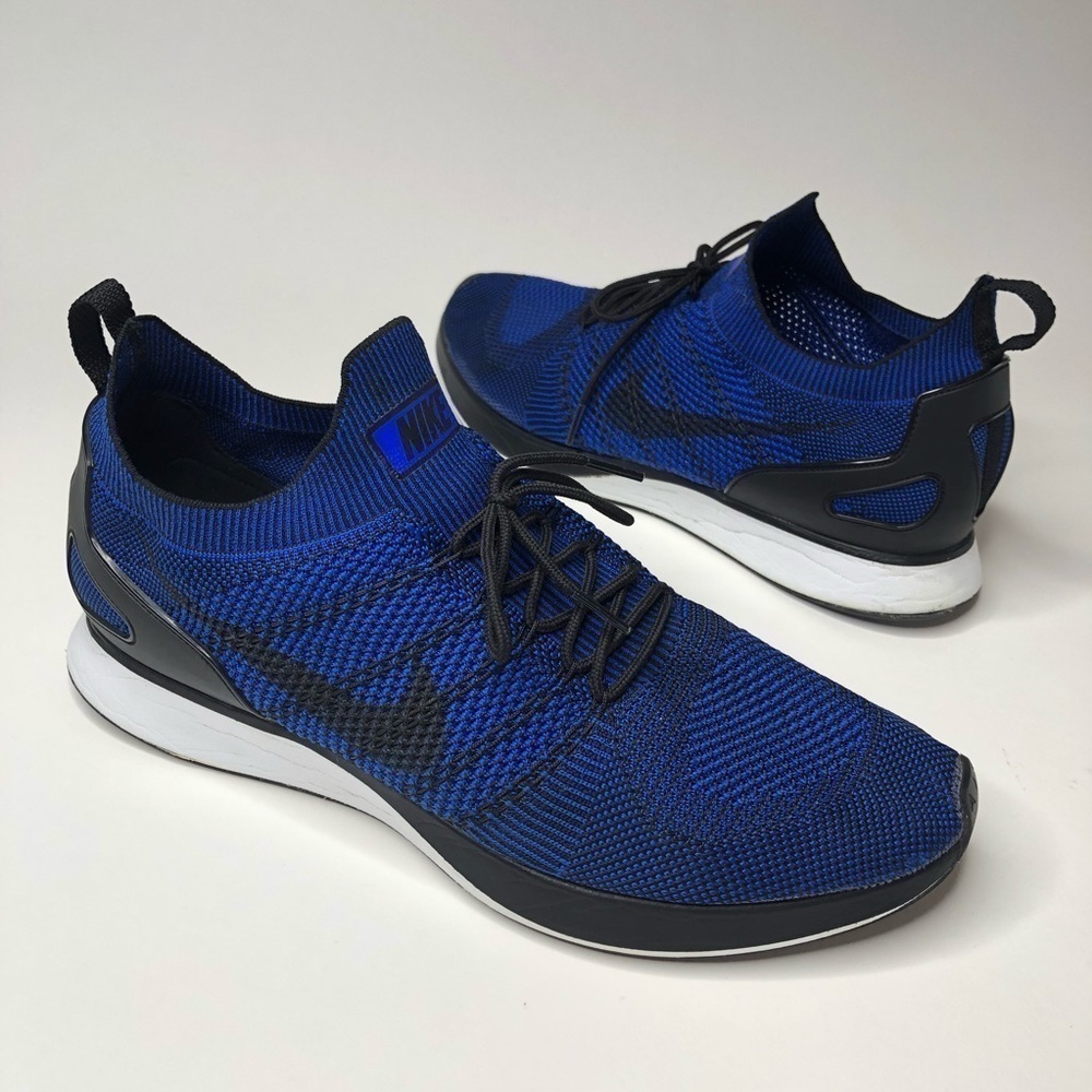 Nike Air Zoom Mariah Flyknit Racer Royal Blue Black Stretchy Sport Sneakers 13
